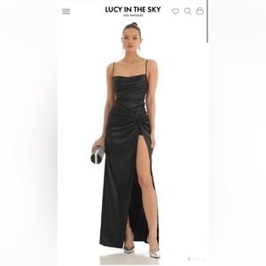 Black twist formal gown lace up back